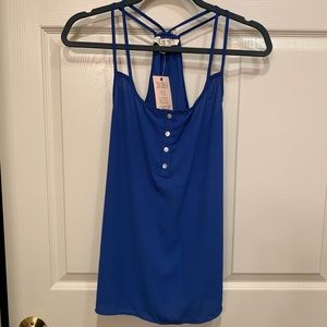 Pink Rose Royal Blue Tank.